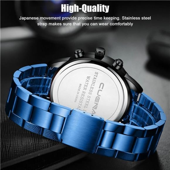 Waterproof Men Watch Relojes De Hombre Stainless Steel Quartz Classic Wristwatch - Picture 5 of 10